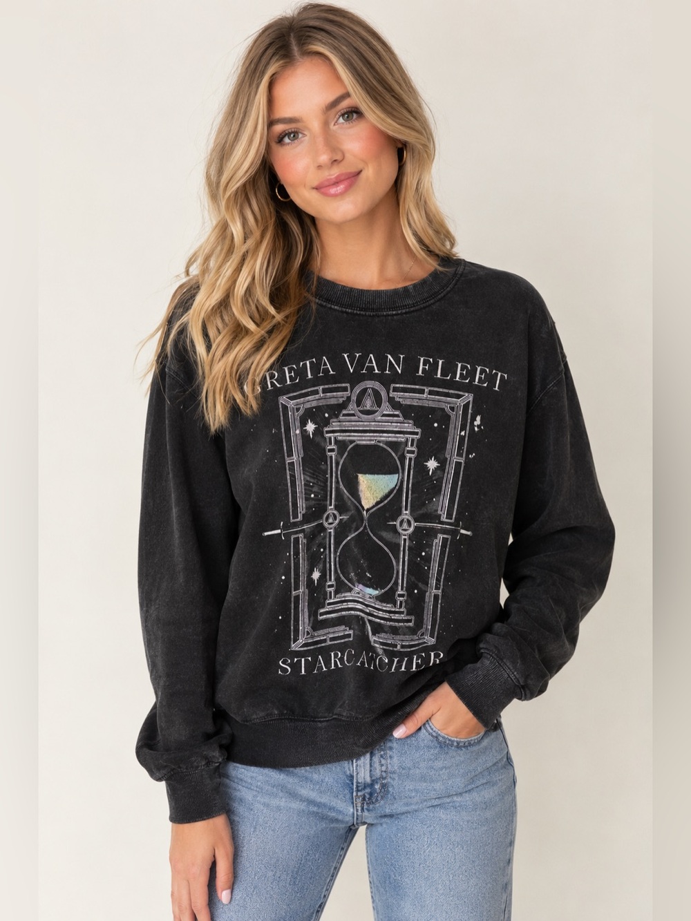 Greta Van Fleet Starcatcher Black Graphic Band Crewneck Sweatshirt Size Large